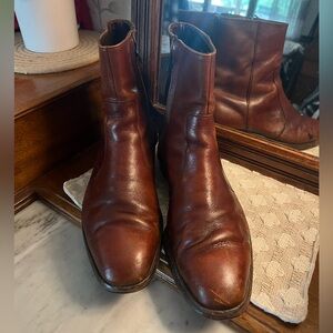 FLORSHEIM Classic Midtown Plain Toe Side Zipper Leather Ankle Boots Brown Sz‎ 10